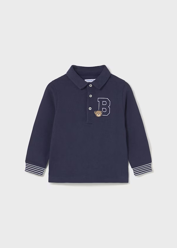 Polo m/comp. liso detalhes